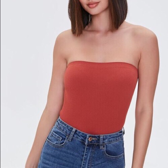 F21 Seamless Red Tube Bodysuit (Size S) - Picture 2 of 3